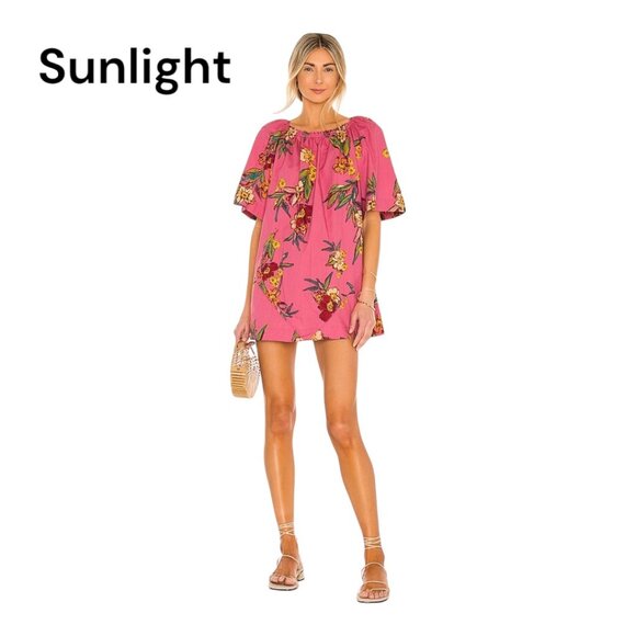 Free People TUNICA JODIE Sunrise Combo Pink Floral Print Mini Dress SZ XS - Picture 1 of 12